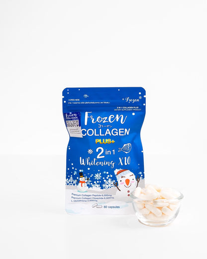Frozen Collagen Plus+ 2 in 1 Whitening x10 (60 Caps) for Brightening and Tightening Your Skin